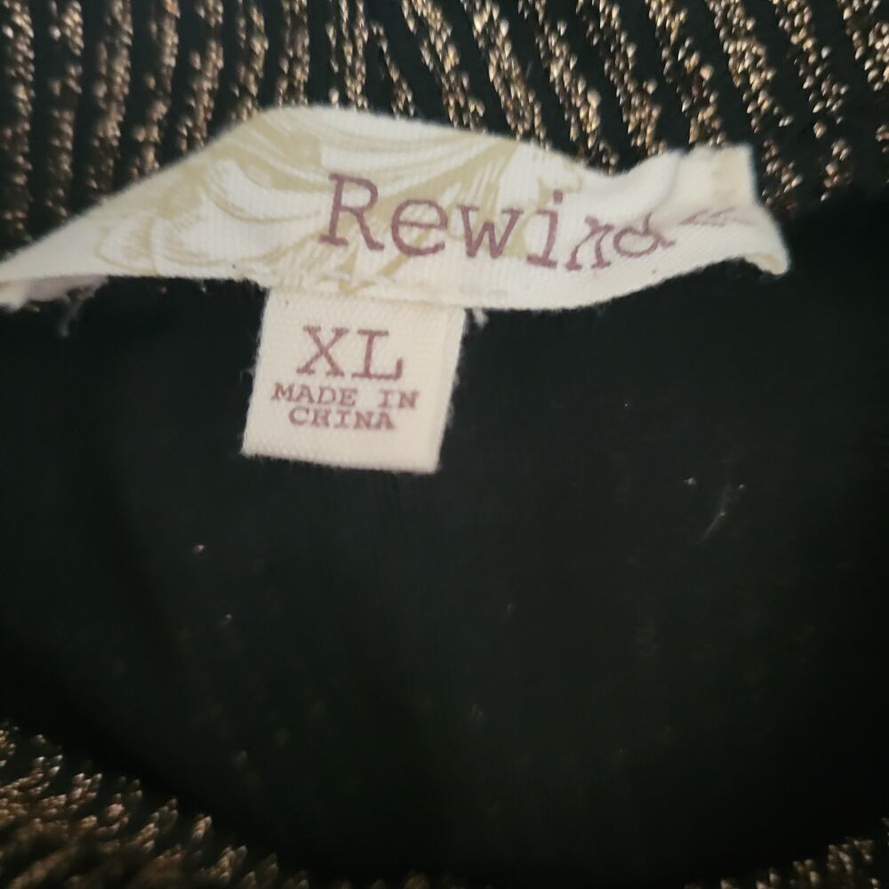 Rewind‎ Dress Size XL Black and Shiny Gold striped Front Cut Out Good Condition - Picture 3 of 8
